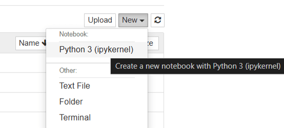 Getting Started with Python for Machine Learning: Essential Tools and Libraries Screenshot of Jupyter Notebook interface showing the option to create a new notebook using Python 3 (ipykernel).